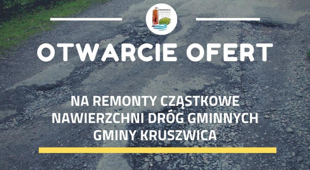 Otwarcie ofert na remonty cząstkowe nawierzchni dróg gminnych Gminy Kruszwica