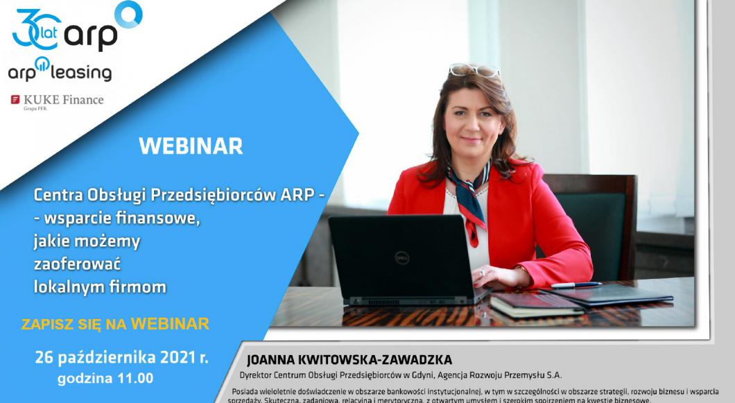 Zapraszamy  do udziału w webinarium „Centra Obsługi Przedsiębiorców ARP – wsparcie finansowe, jakie możemy zaoferować lokalnym firmom”